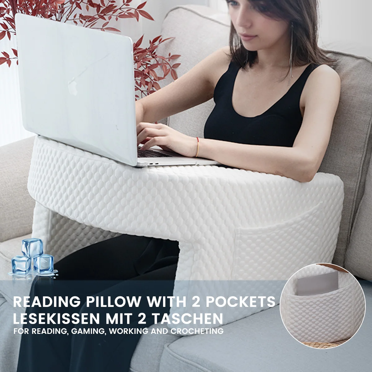 Soft Lap Desk Pillow for Reading Working & Gaming