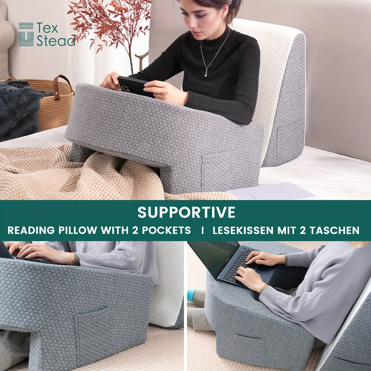 Soft Lap Desk Pillow for Reading Working & Gaming