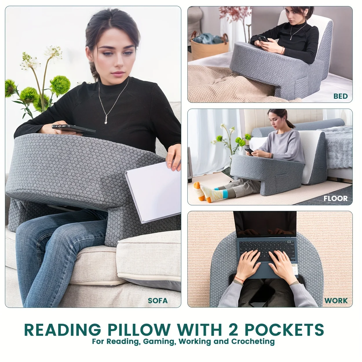 Soft Lap Desk Pillow for Reading Working & Gaming