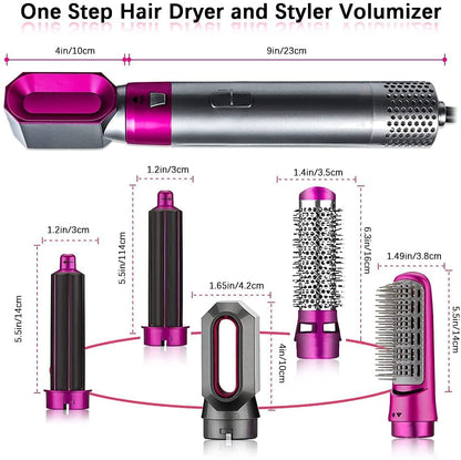 5-in-1 Hair Styler Brush – Dryer, Curler, Volumizer, Straightener
