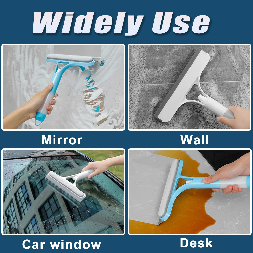 3-in-1 Glass Cleaner Spray Squeegee Tool for Windows Mirrors Bathroom Kitchen