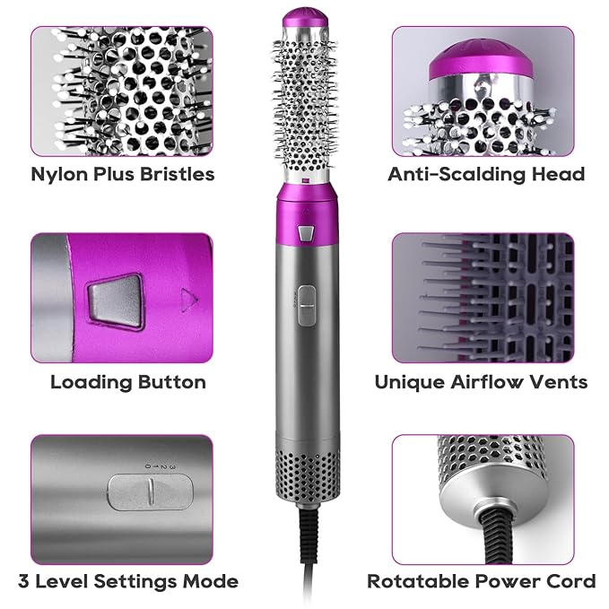5-in-1 Hair Styler Brush – Dryer, Curler, Volumizer, Straightener