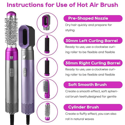 5-in-1 Hair Styler Brush – Dryer, Curler, Volumizer, Straightener