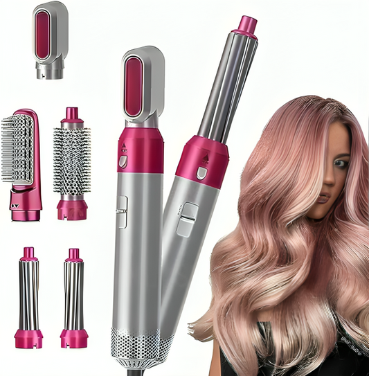 5-in-1 Hair Styler Brush – Dryer, Curler, Volumizer, Straightener
